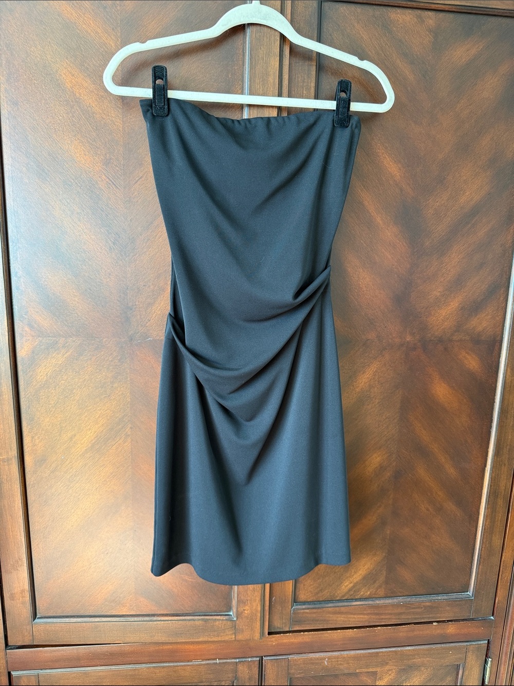Nicole Miller Black Strapless Draped Cocktail Dress